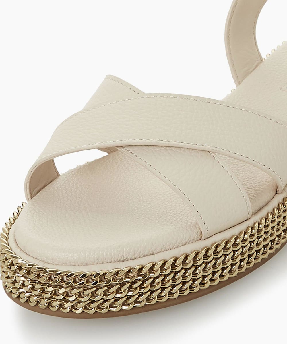 Lawson Ecru, Chain Detail Espadrille Flatform Sandals | Dune London