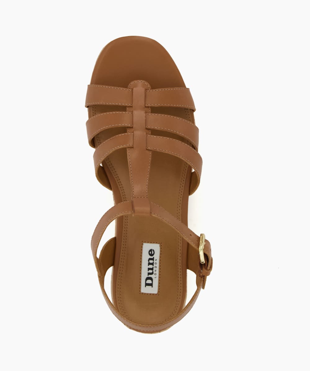 Lenson Tan Strappy Cork Flatform Sandals Dune London