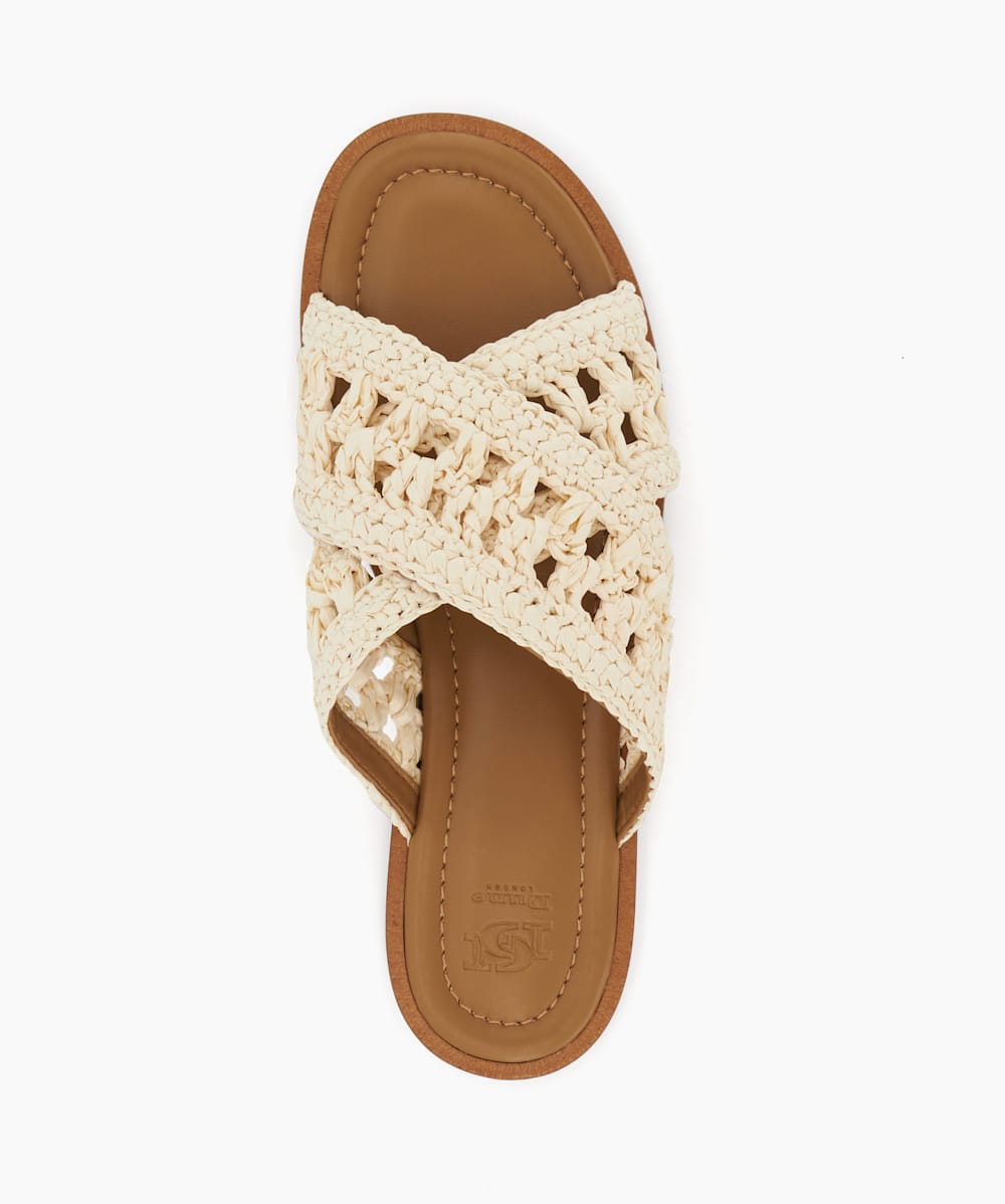 Level Natural Crochet Flat Sandals Dune London