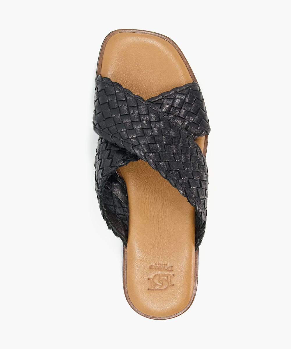 Woven leather slide sandals best sale