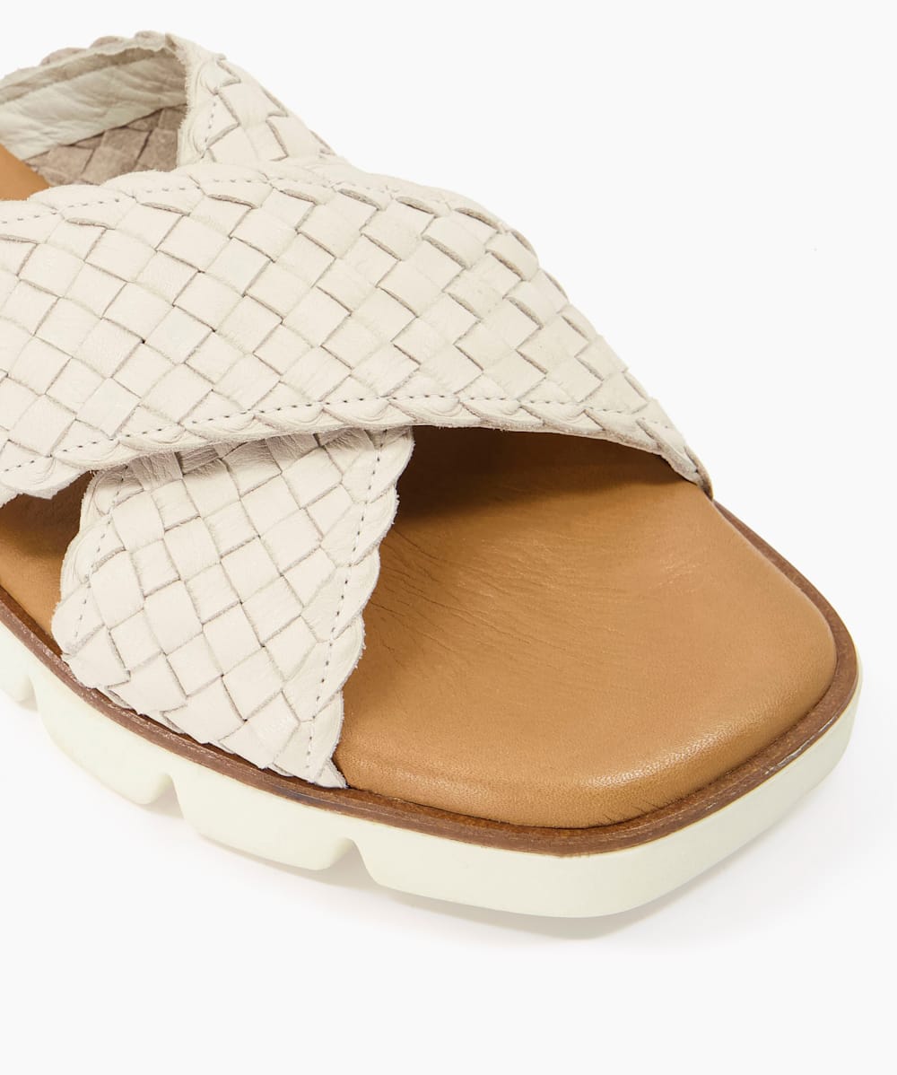 Clarks woven outlet leather slides