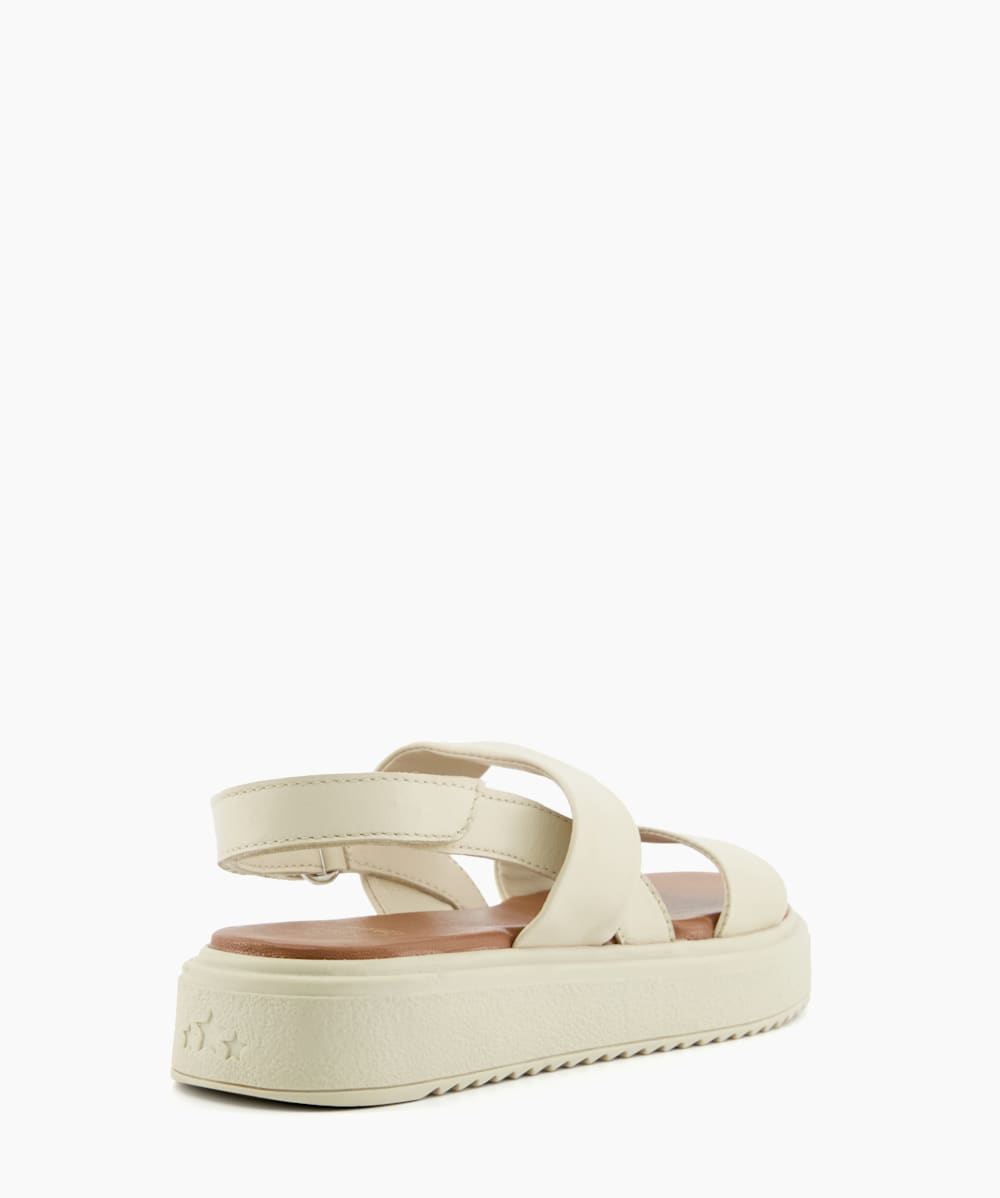 Lilliie Ecru Double Strap Flatform Sandals Dune London
