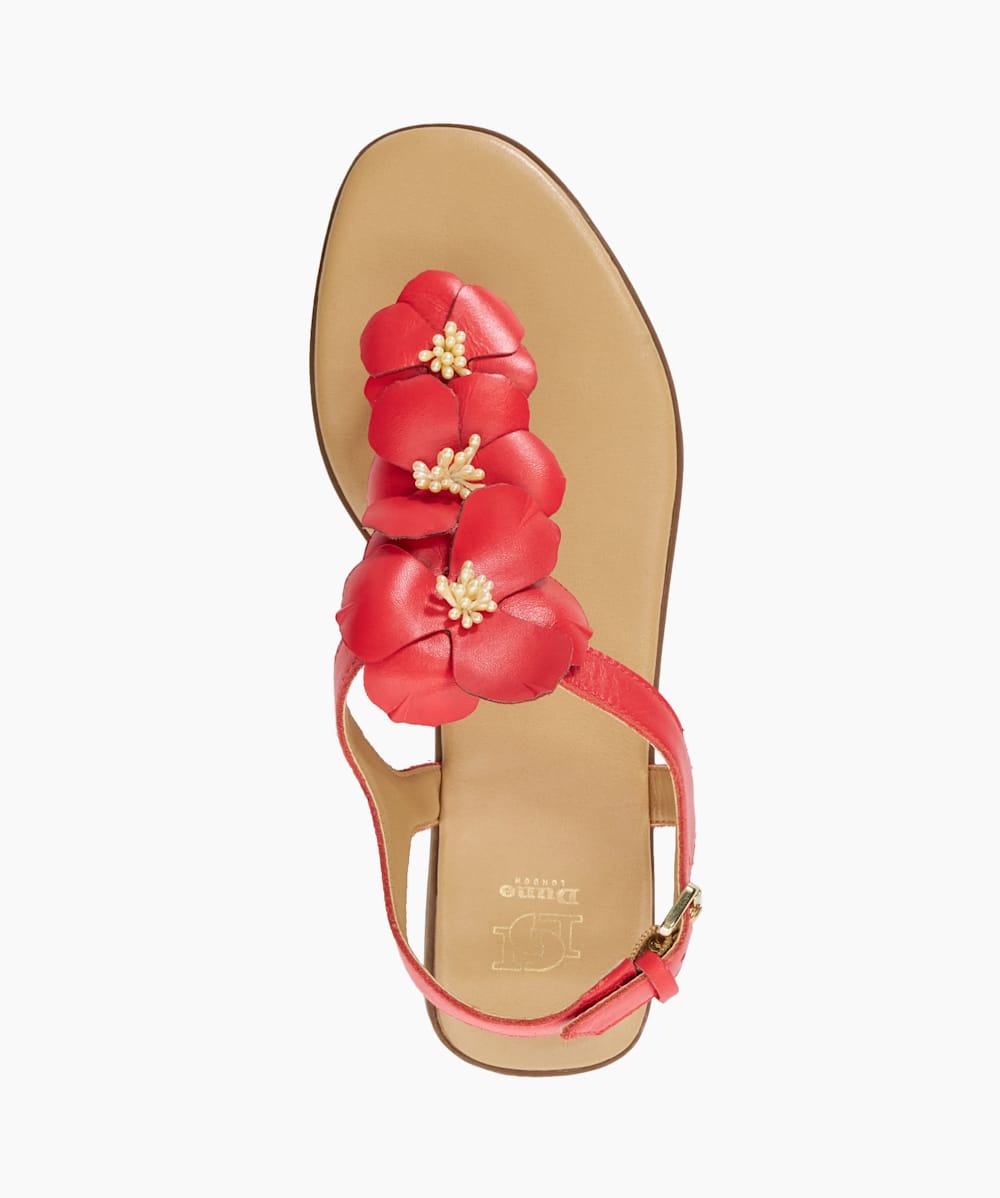 Linaria Red Floral Embellished Toe Post Sandals Dune London