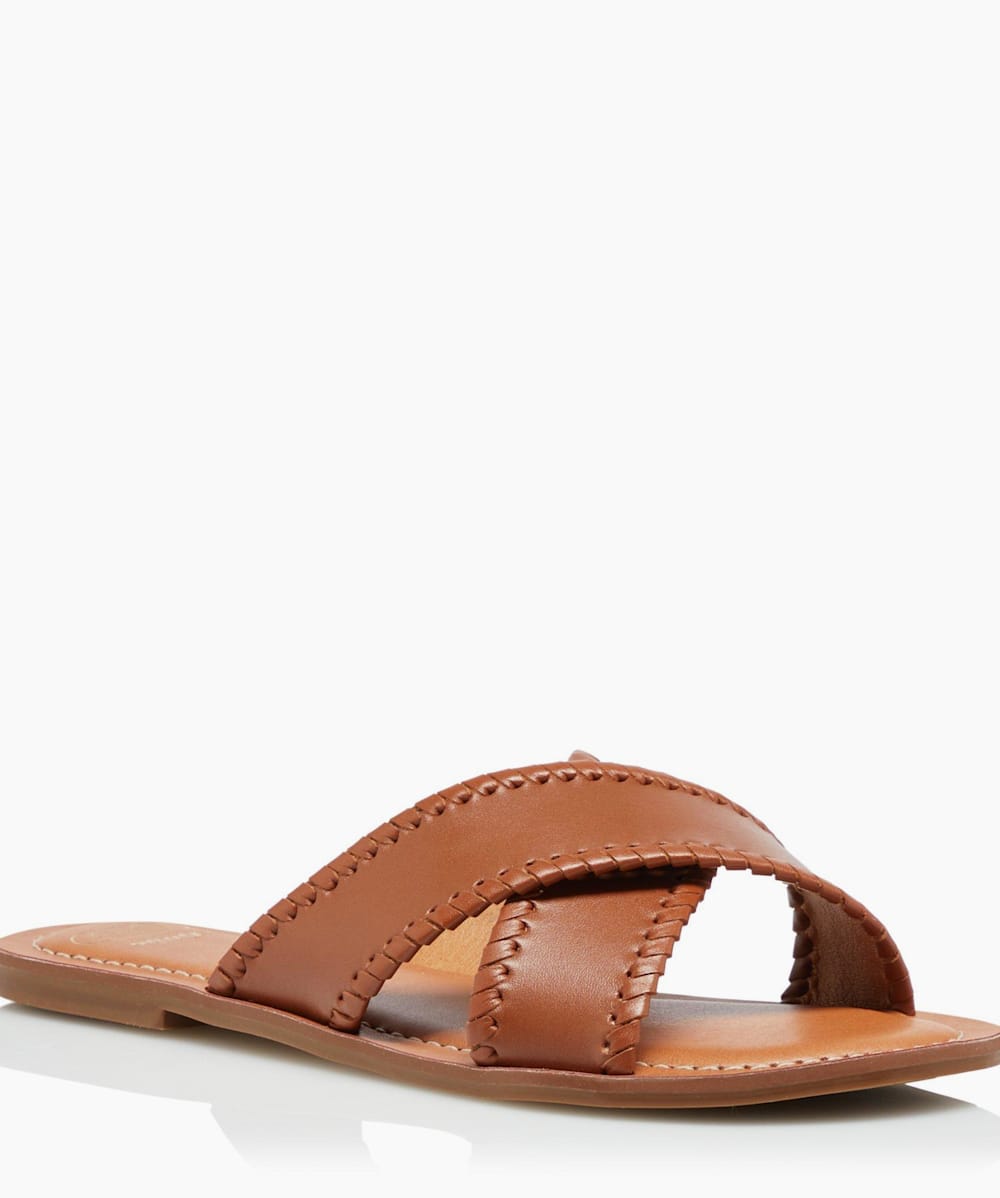 Tan cross sandals 2025