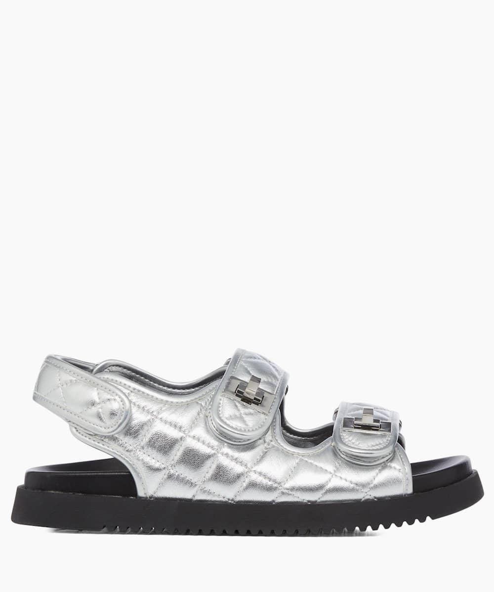 Silver double strap sandals shop