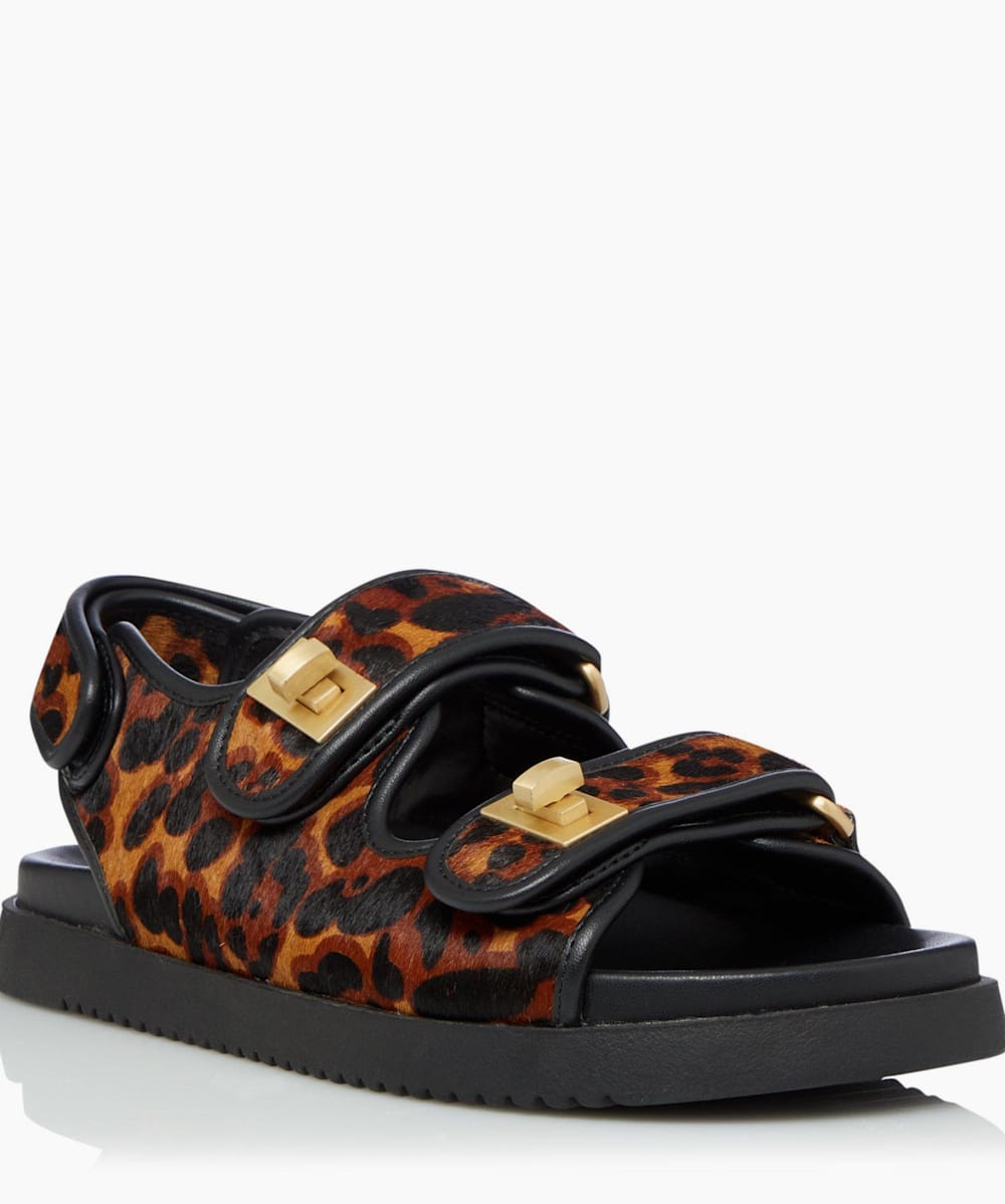 Leopard two strap sandals discount