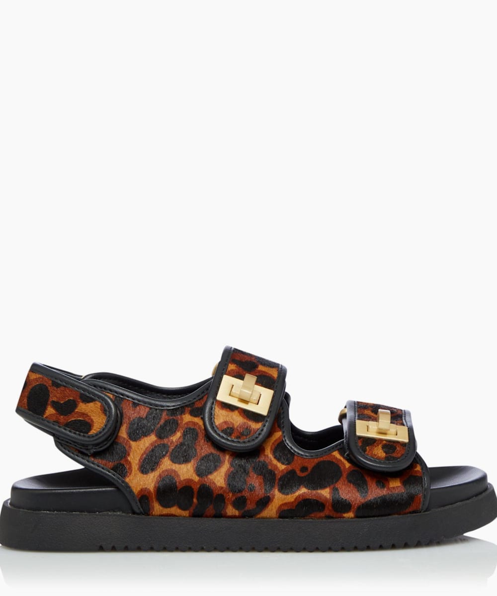 Leopard double strap sandals online