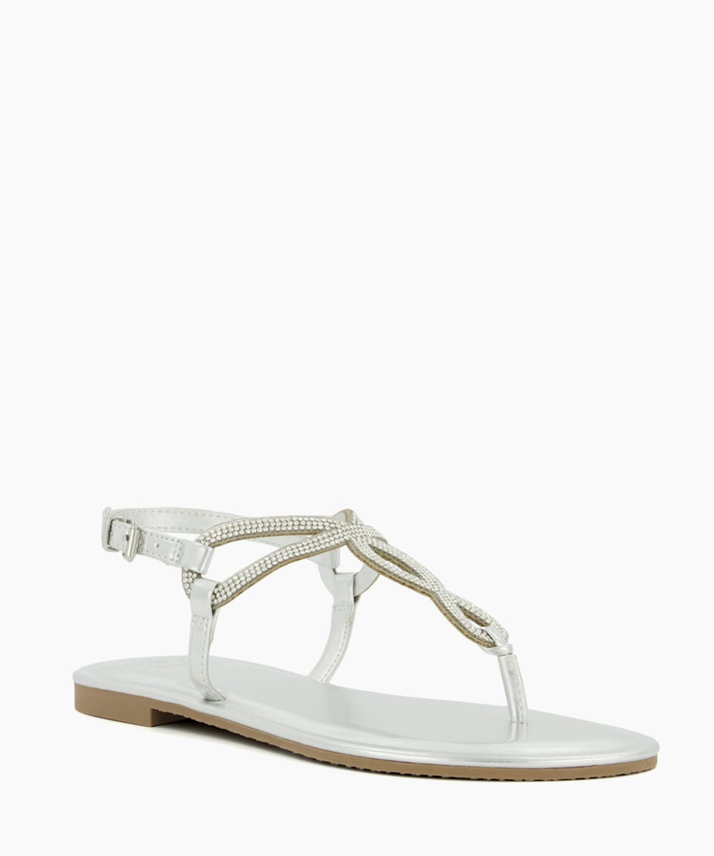 Dune silver hot sale flat sandals