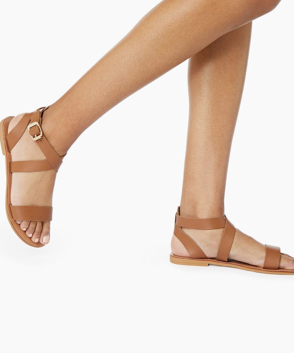 Lottiie Tan Multi Strap Flat Sandals Dune London