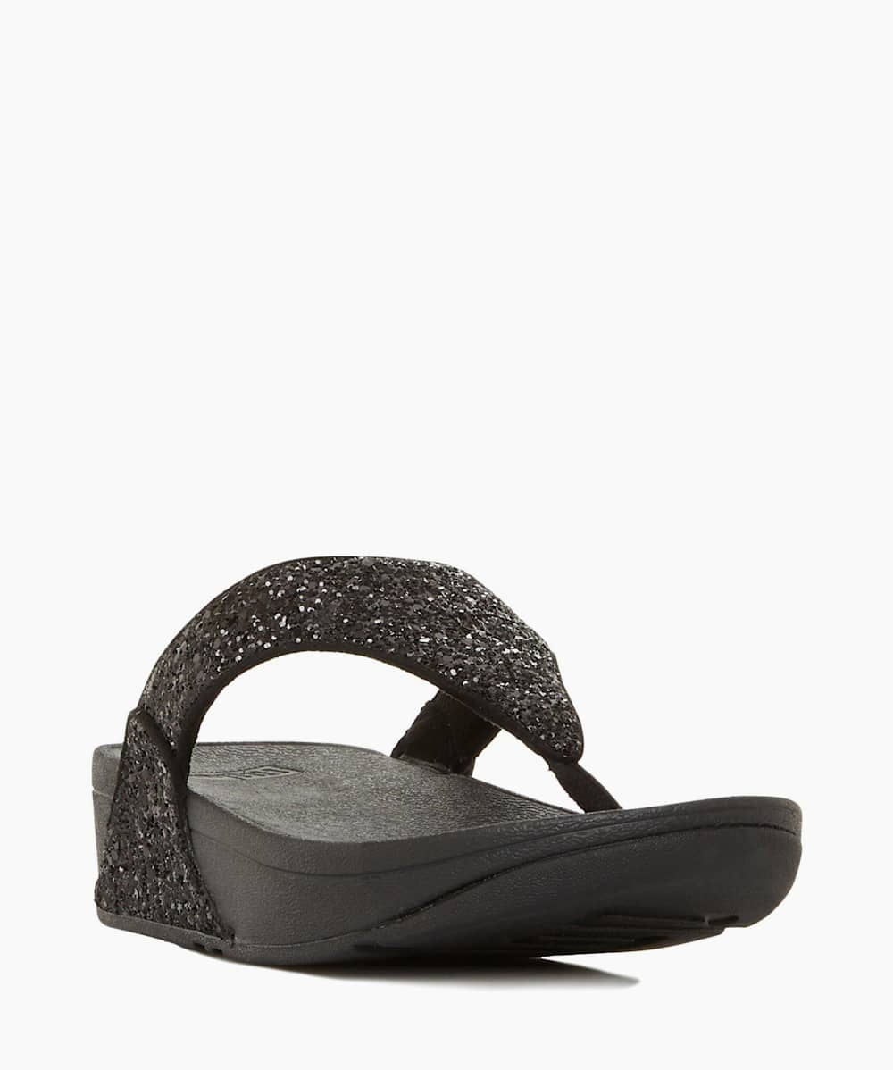 Lulu Glitter Black Glitter Toe Post Sandals Dune London