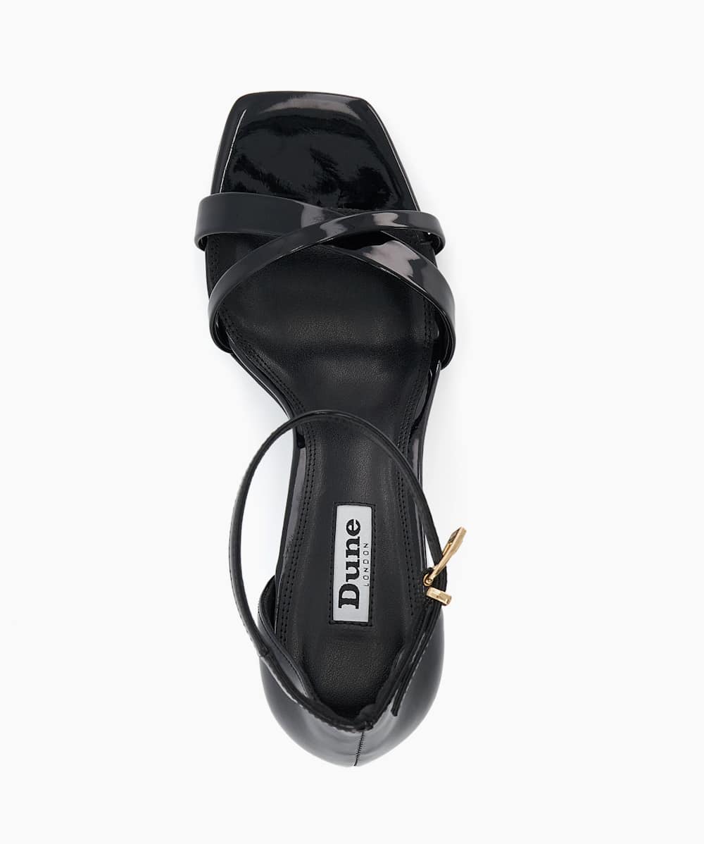 Madrina Black Patent Strappy Heeled Sandals Dune London