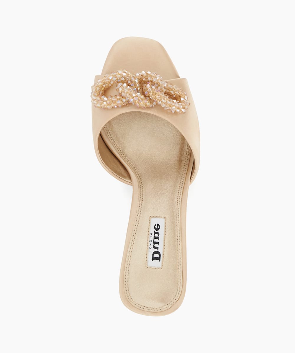 Maelania Mink Embellished Mid Height Mules Dune London