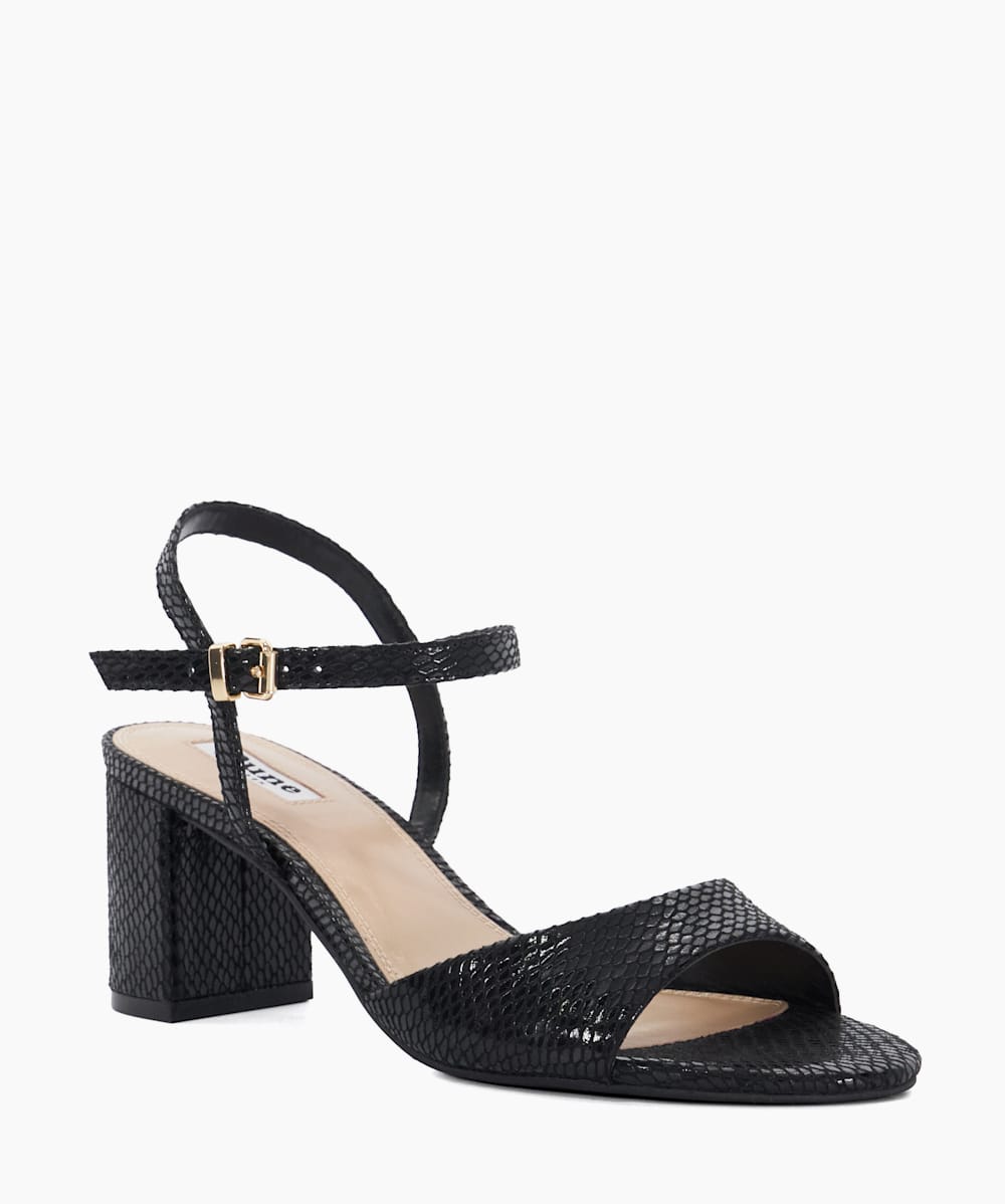 Black block heel ankle strap best sale
