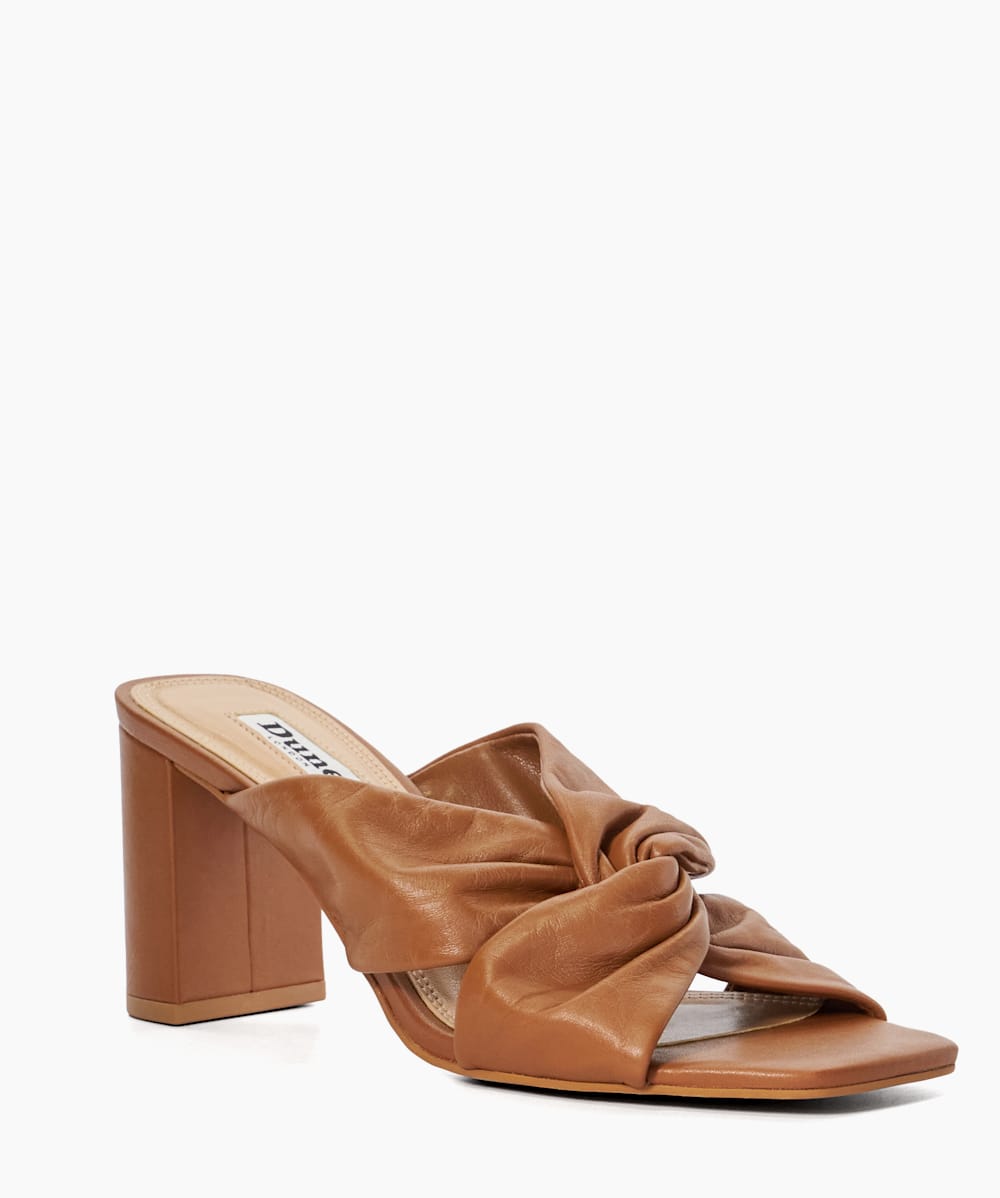 Tan mules block heel discount