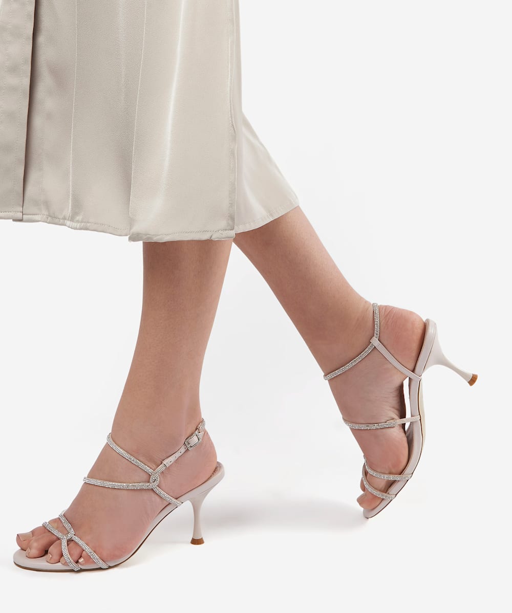 Silver strappy small heels discount
