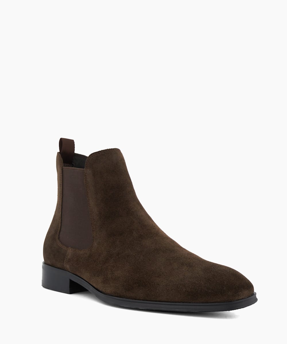 Mandatory Dark Brown Suede Chelsea Boots Dune London