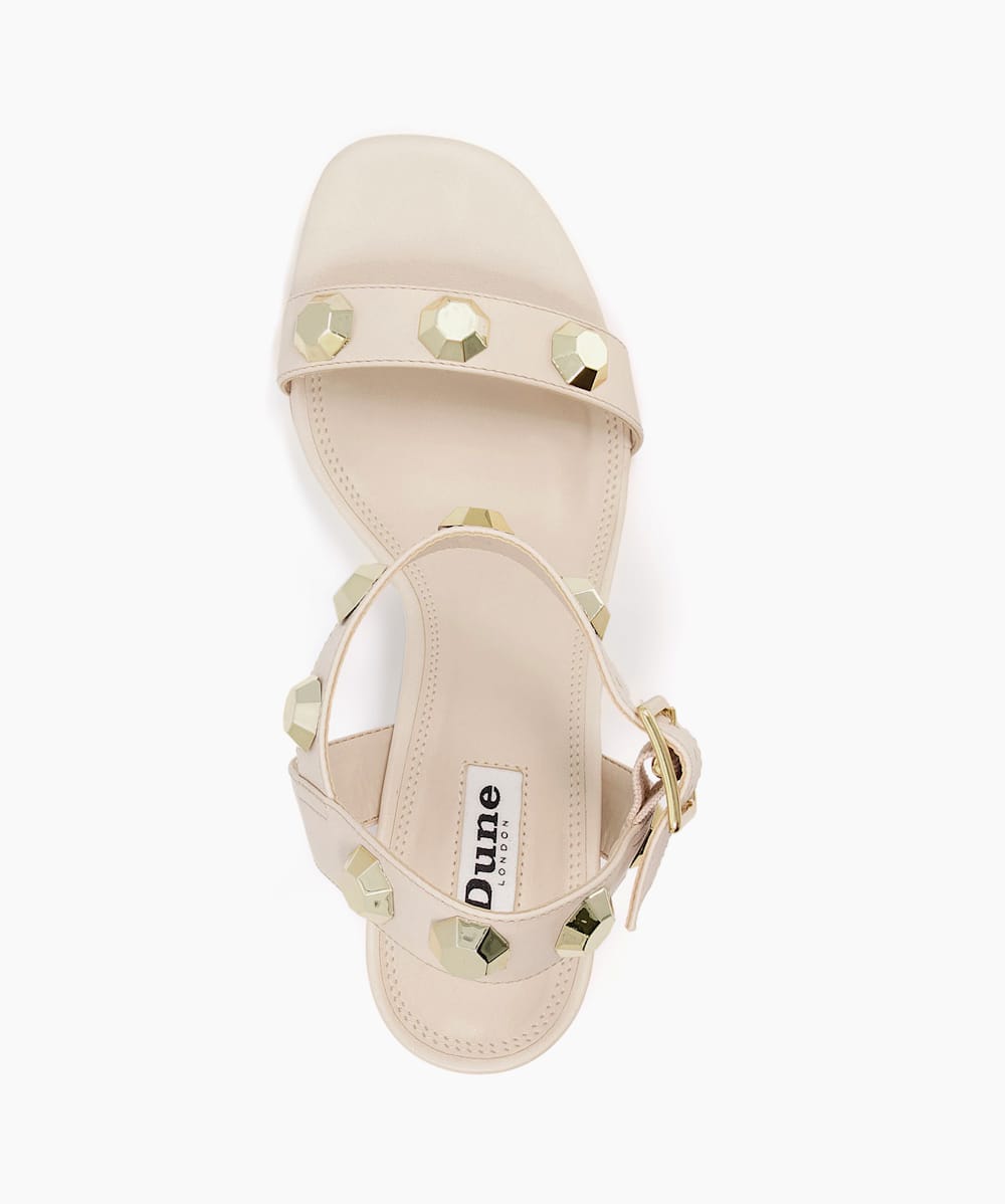 Manning Ecru Studded Block Heel Sandals Dune London