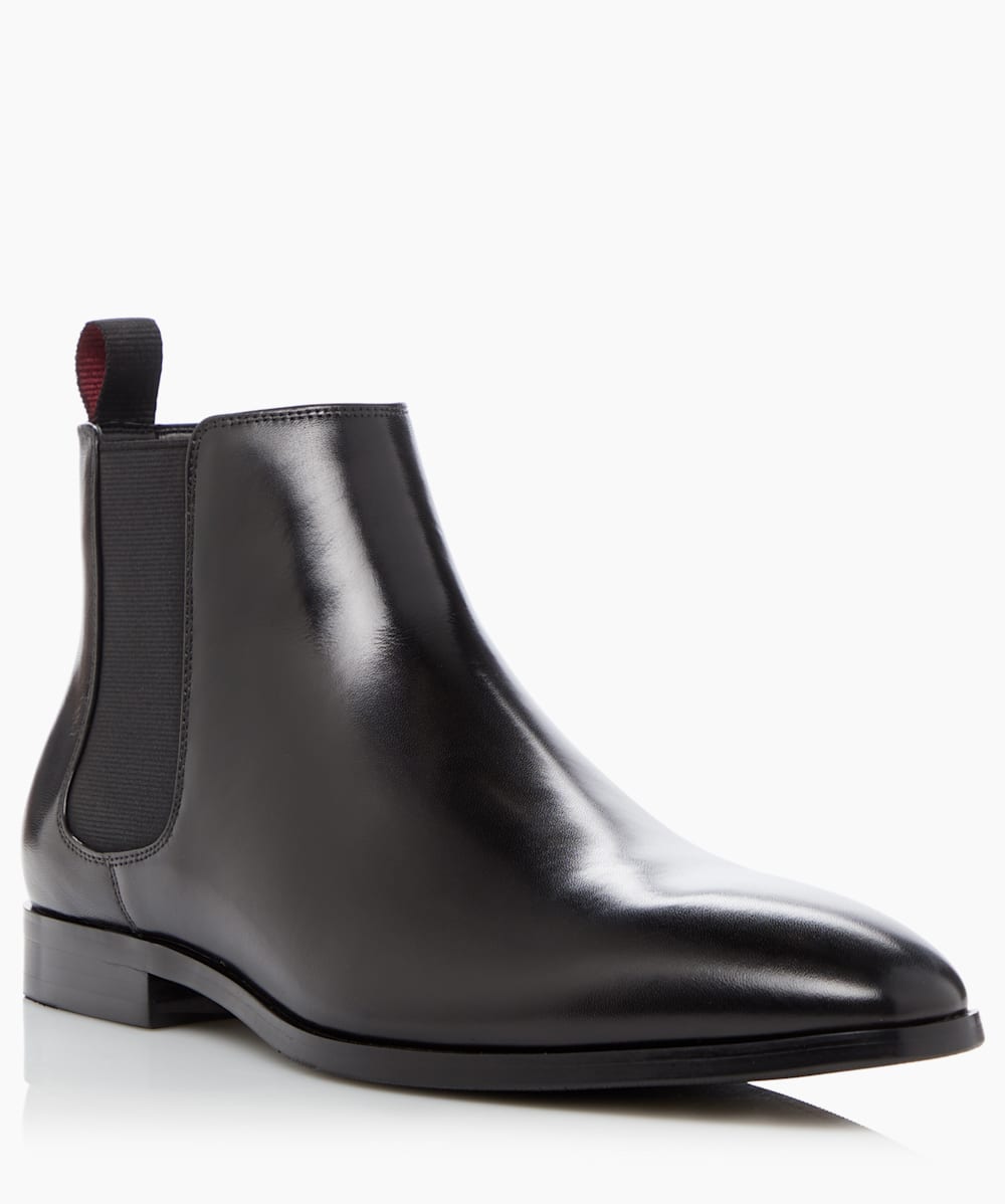 Black leather almond toe booties shop