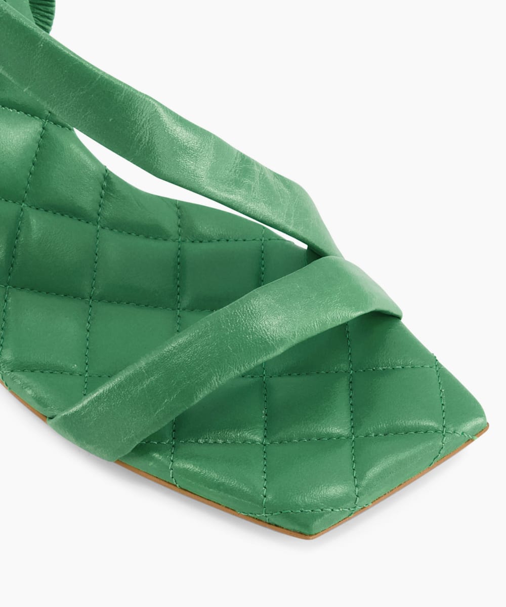 Marbled Green, Square Toe Heeled Slingback Sandals | Dune London