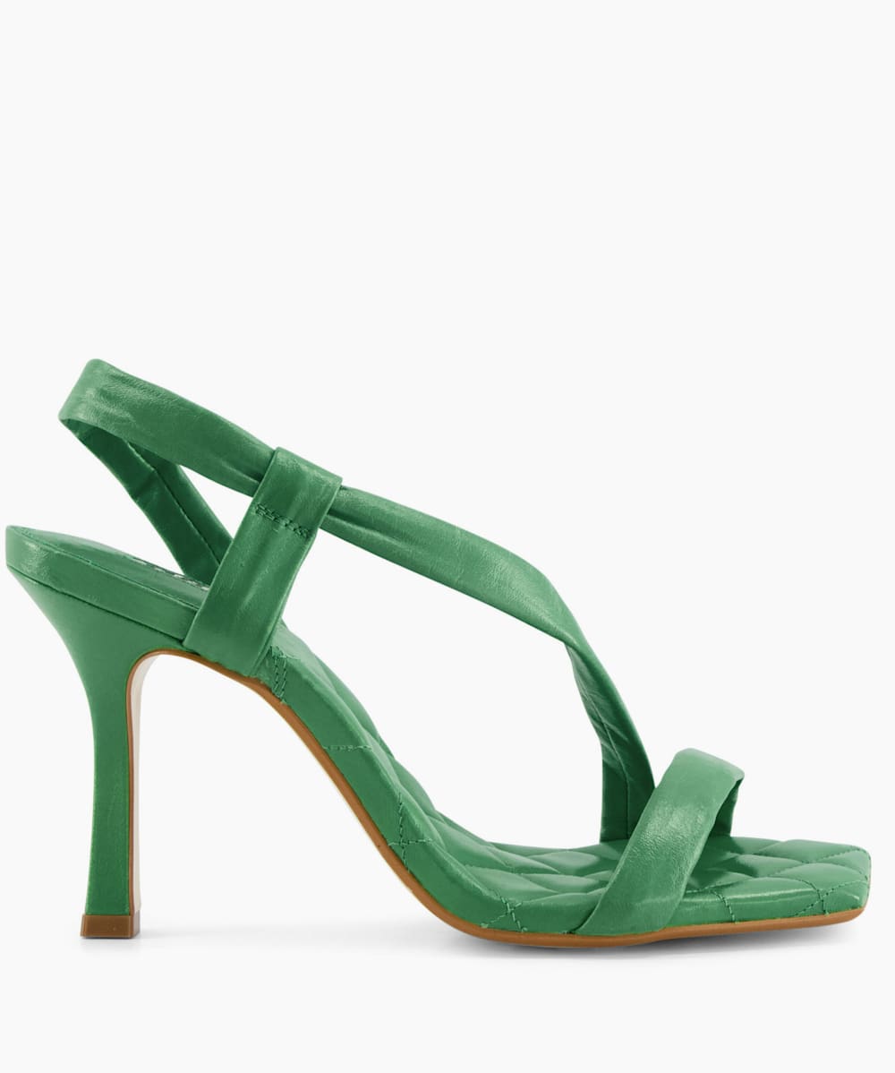 Marbled Green, Square Toe Heeled Slingback Sandals | Dune London 