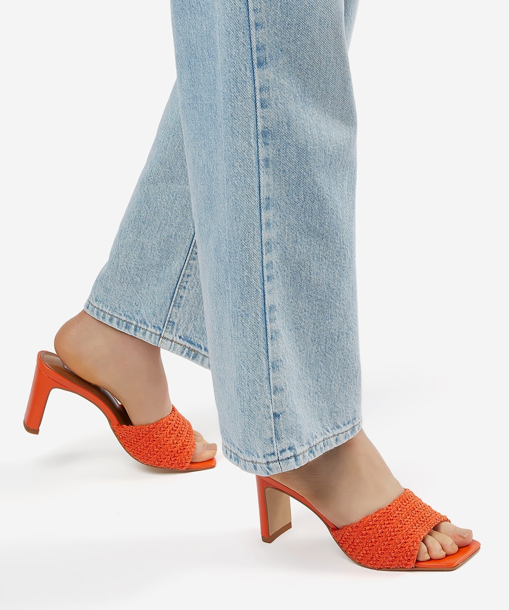 Orange clearance heeled mules