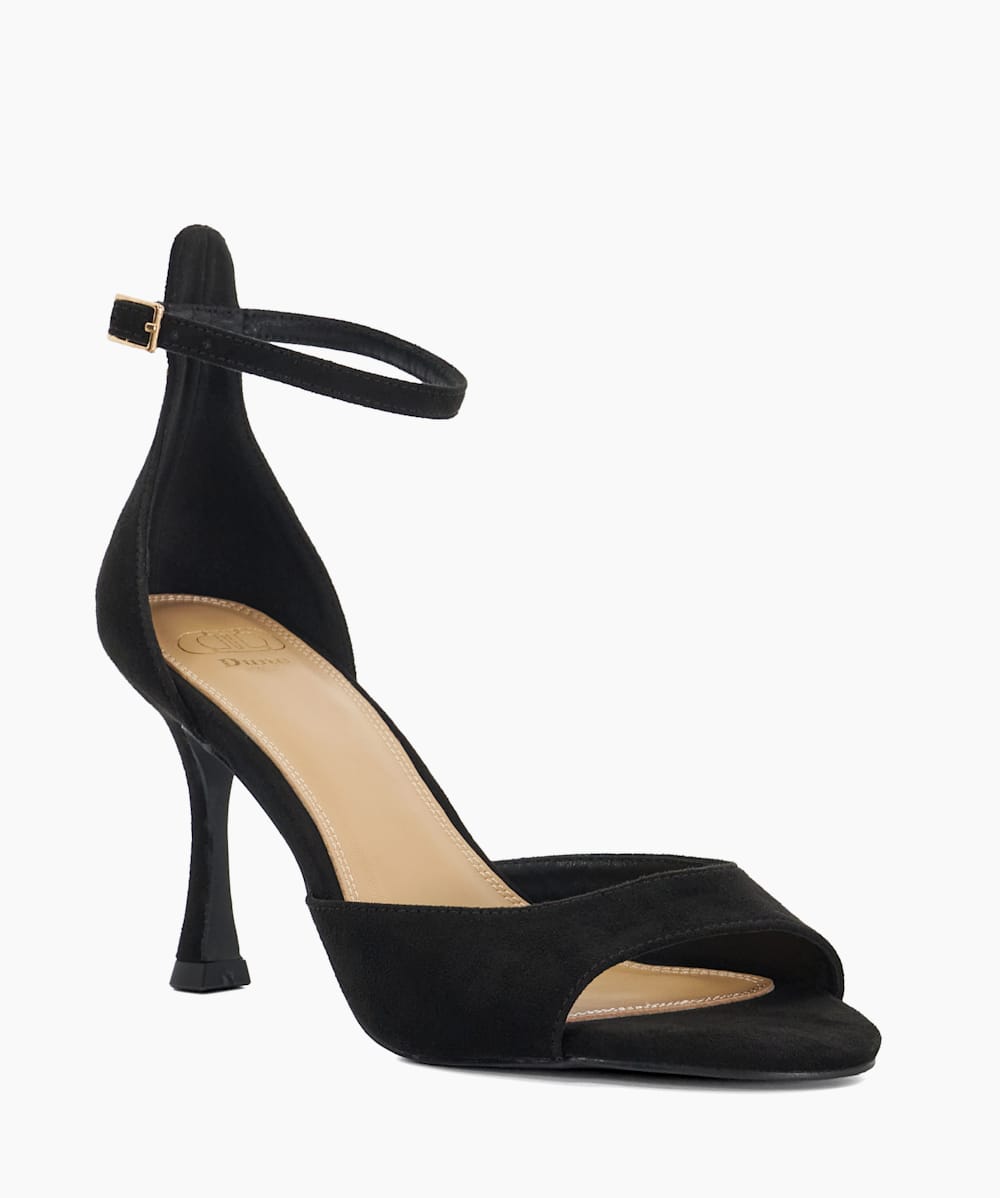 Black ankle strap heels open toe hot sale