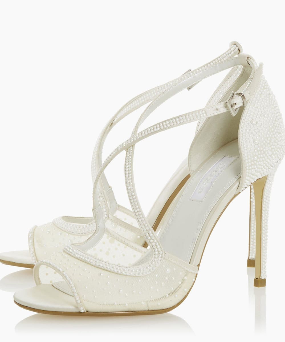 Markles Ivory, Embellished Cross Strap Wedding Shoes | Dune London 