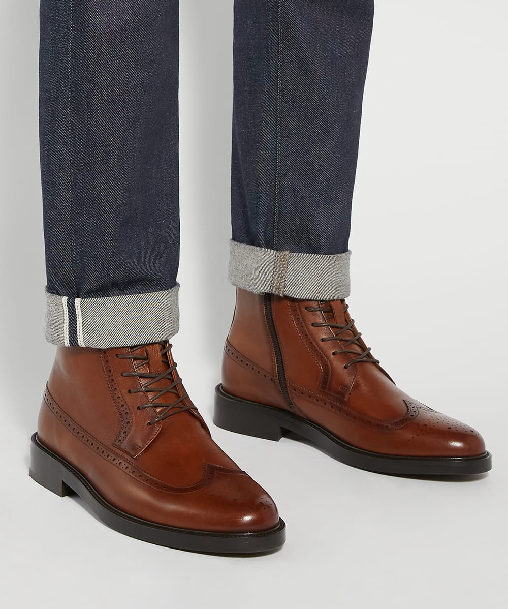 Dune brogue boots in tan on sale