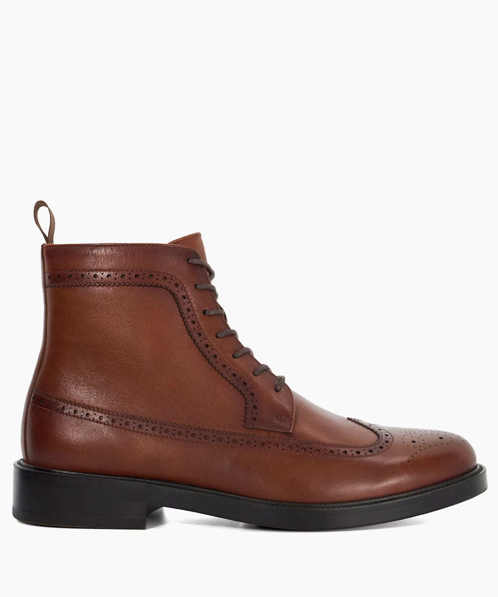 Dune brogue boots in tan top