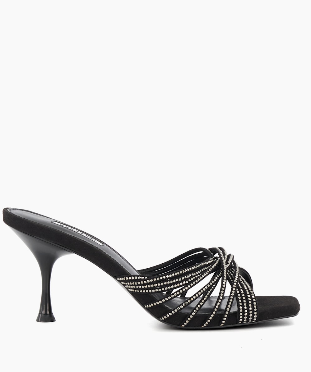 Black and white mules with heels top