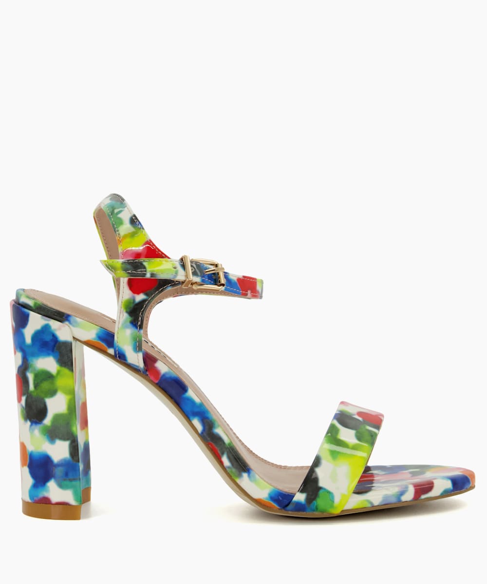 Multicolor sequin ankle strap chunky heeled sandals cheap