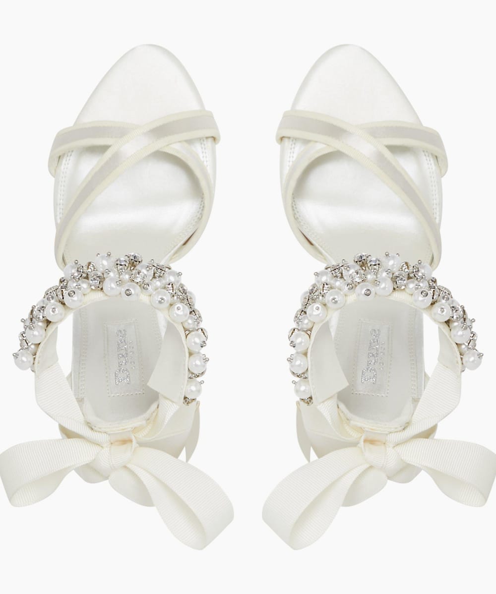 Martine Ivory, Embellished Ankle Strap Wedding Shoes | Dune London 