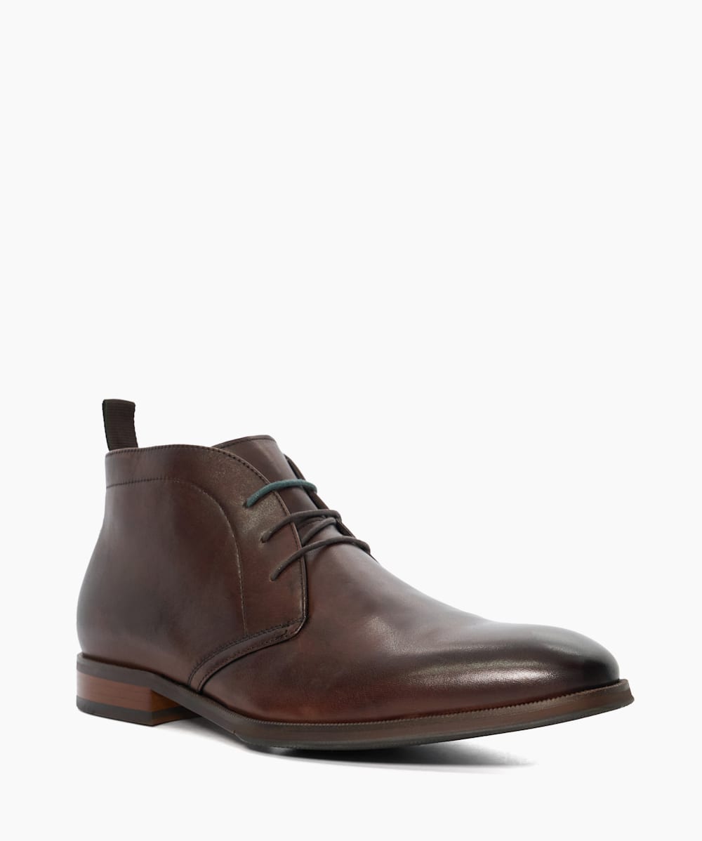 Marvinn Brown Leather Chukka Boots Dune London
