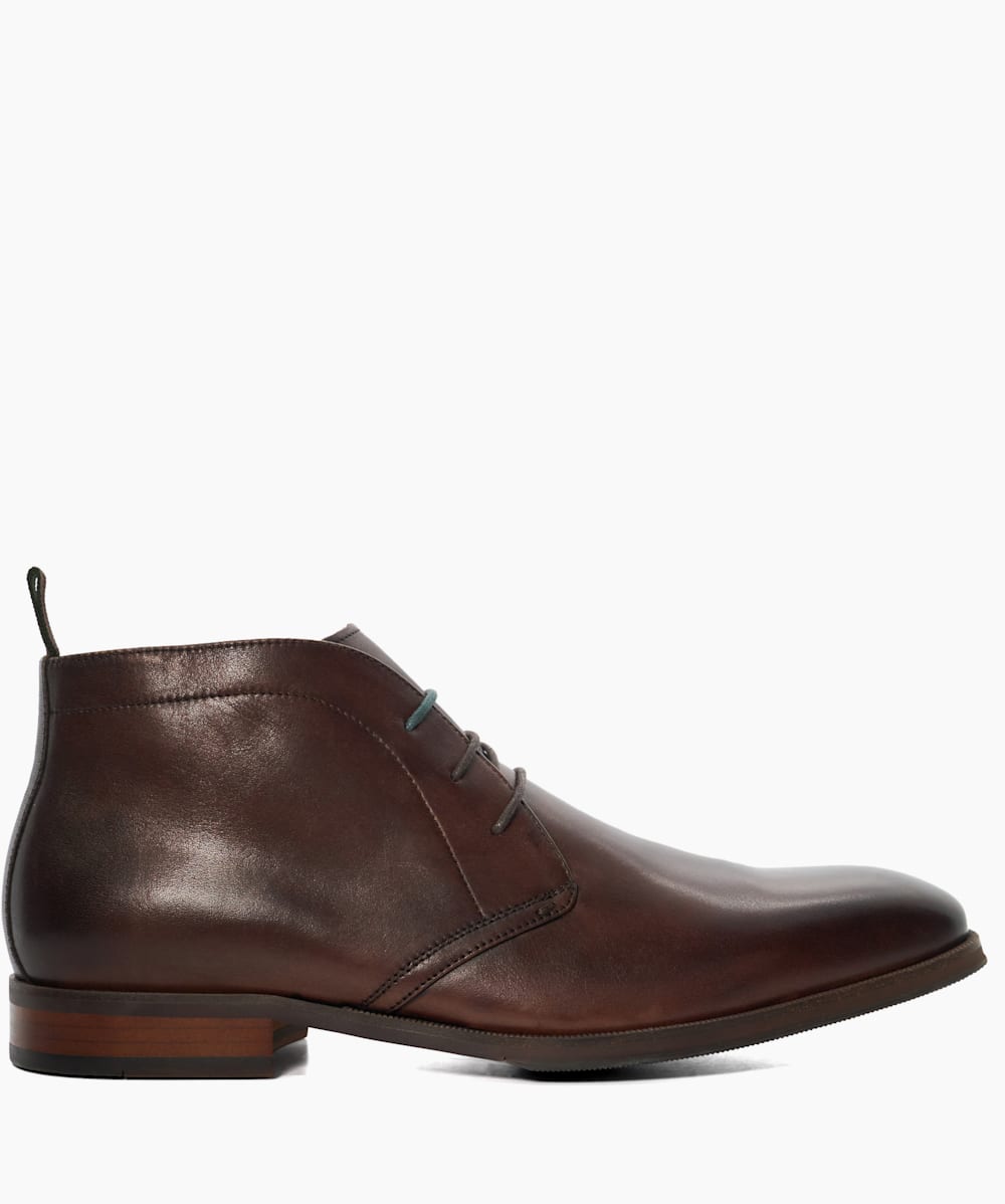 Marvinn Brown Leather Chukka Boots Dune London