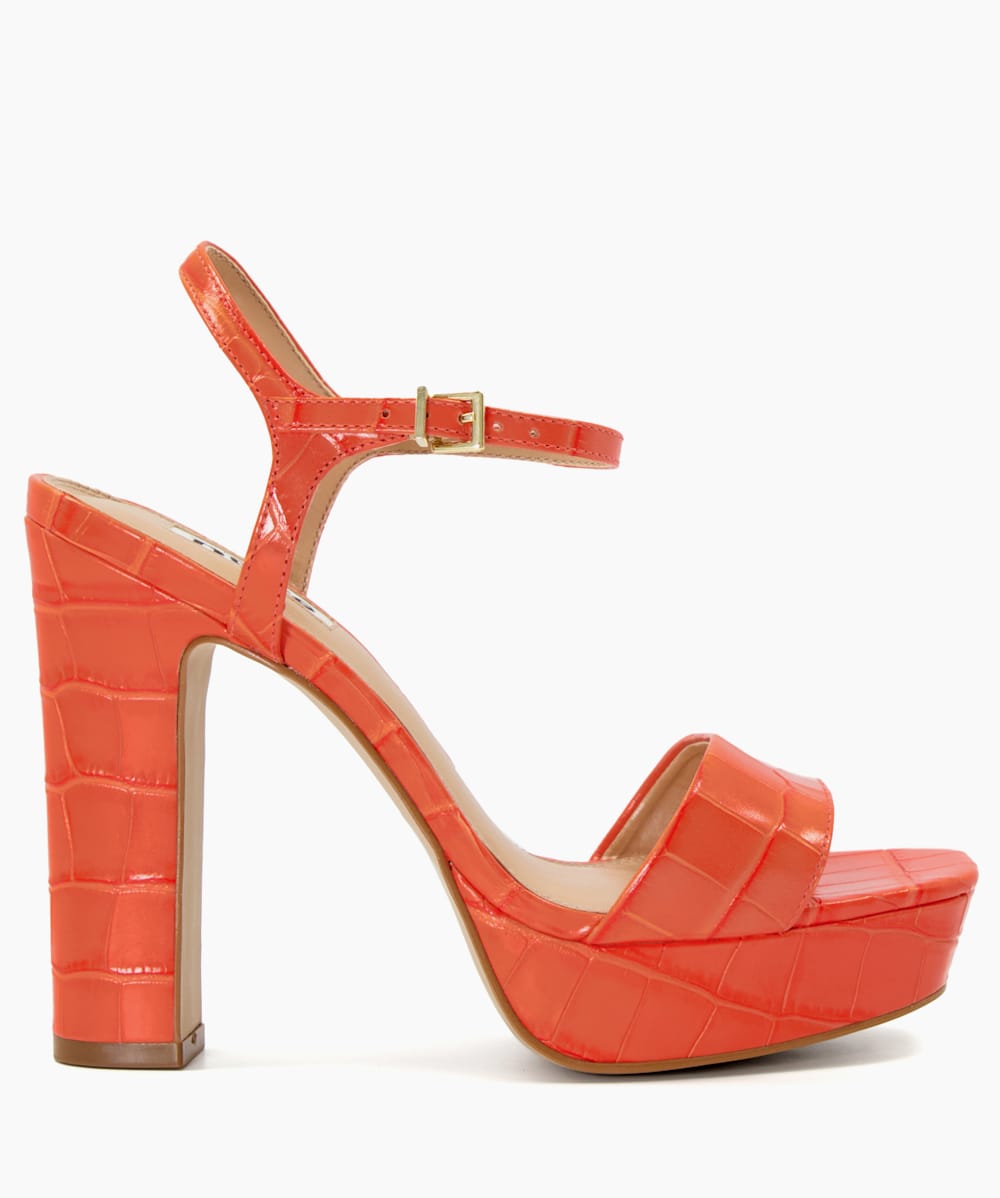 Matche Orange Strappy Platform Heel Sandals Dune London