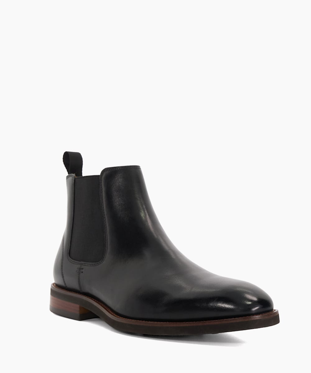 Maxton Black Pull On Leather Boots Dune London