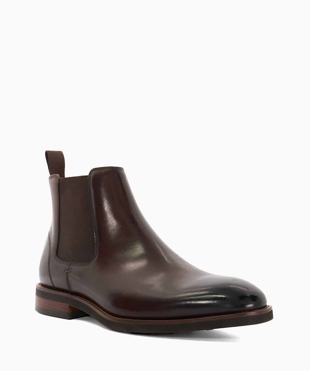 Maxton Brown Pull On Leather Boots Dune London