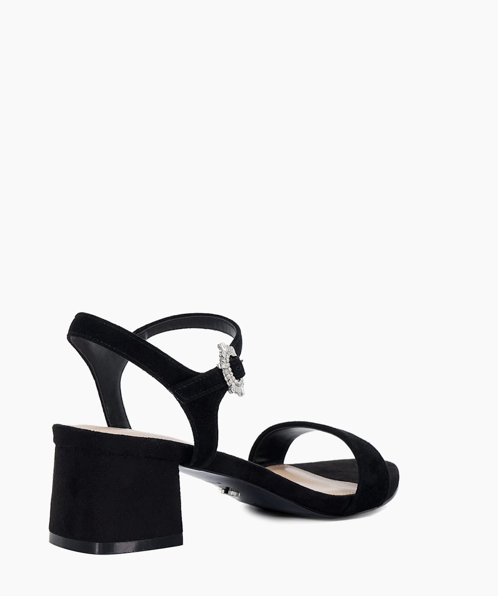 Measure Black Suede Diamante Embellished Sandals Dune London