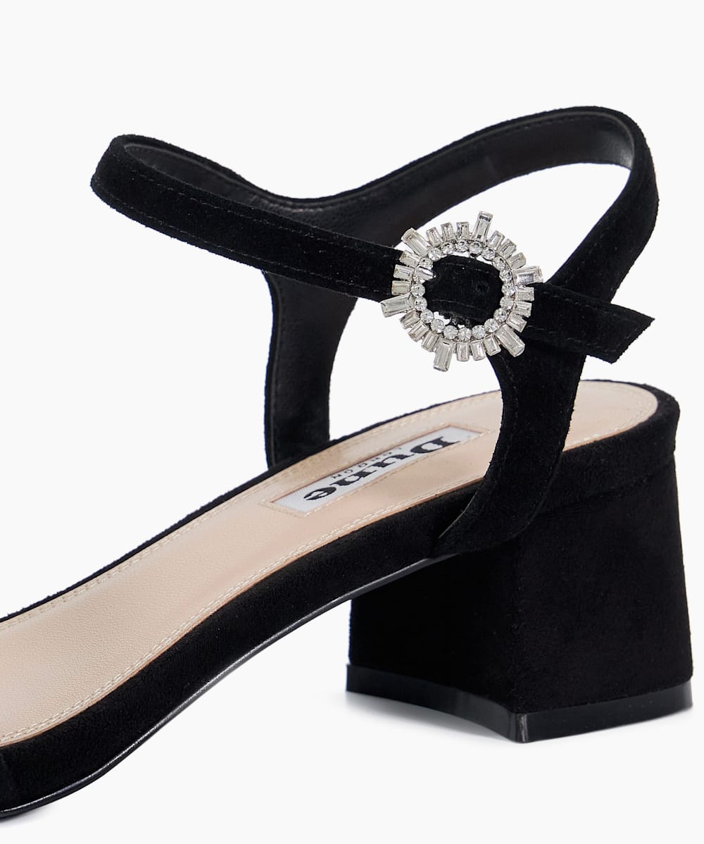 Measure Black Suede Diamante Embellished Sandals Dune London