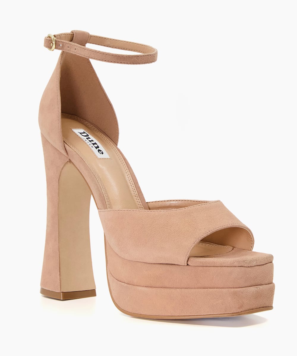 Go on nude suede platform ankle strap sales heels