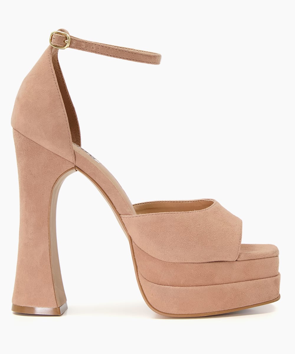 Mega Camel Suede Flare Heeled Platform Sandals Dune London
