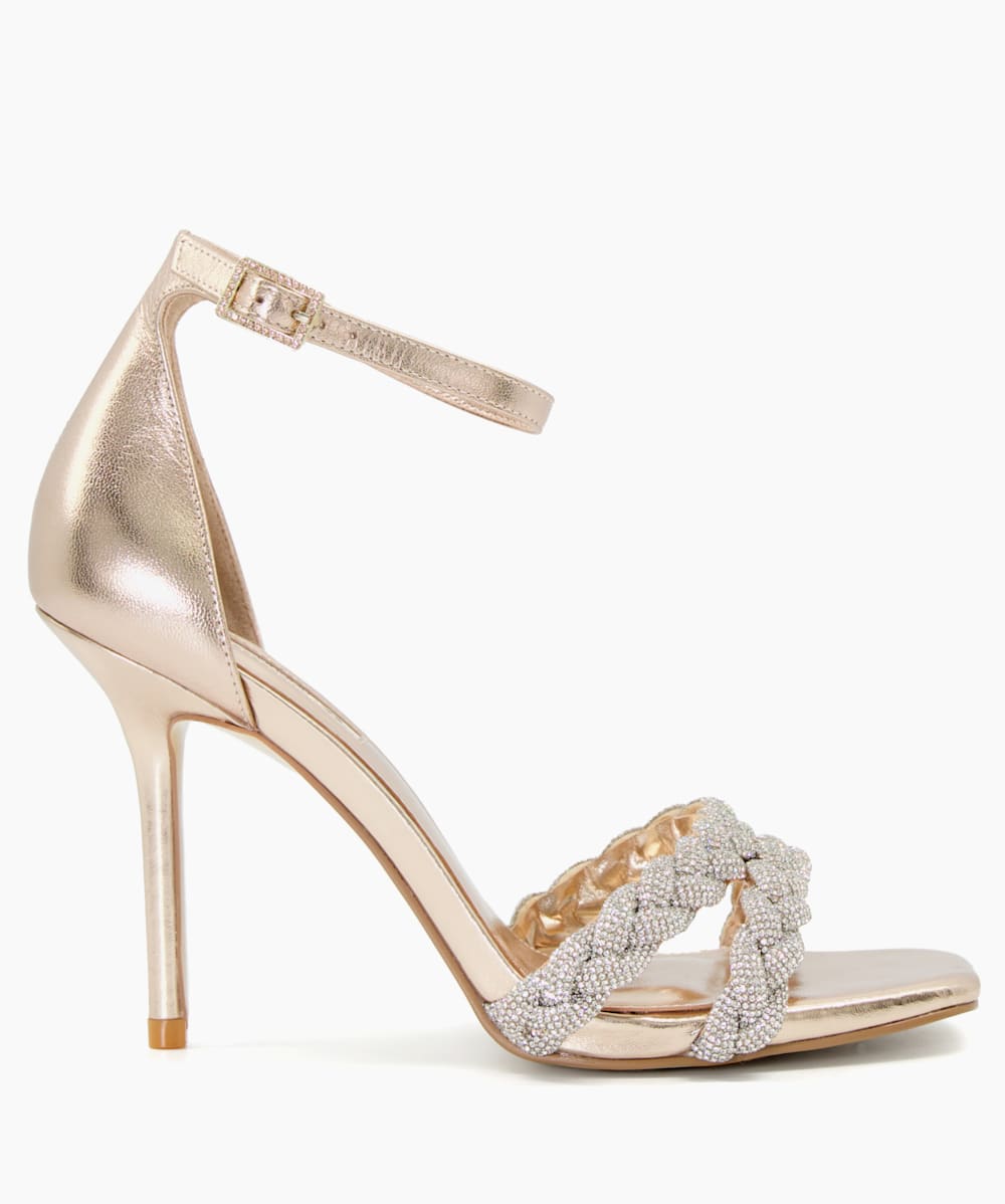 Dune gold 2025 strappy sandals