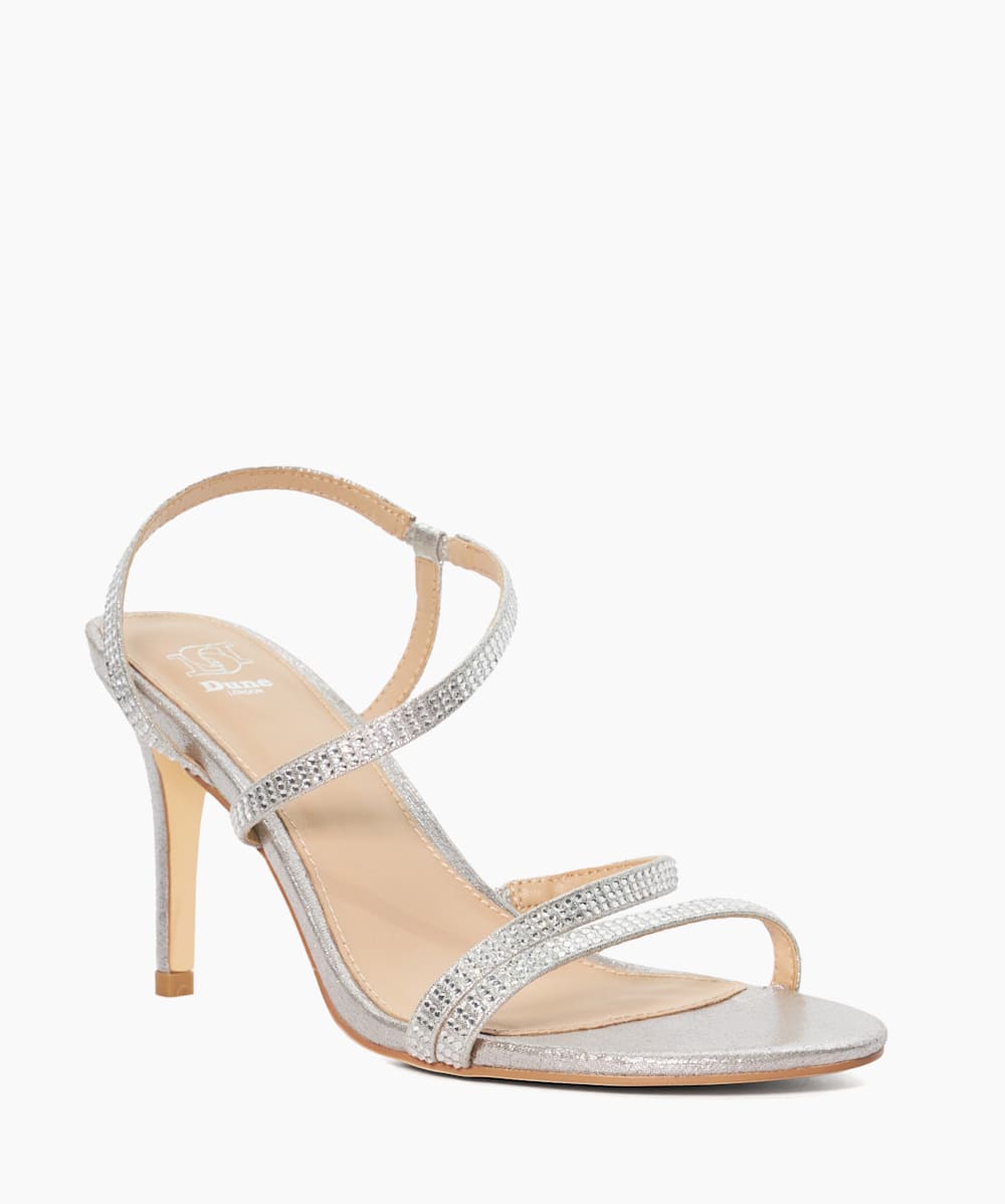 Silver embellished heeled sandals top