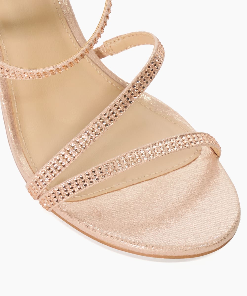 Melonie – Roségold, Verzierte Sandalen mit Absatz | Dune London