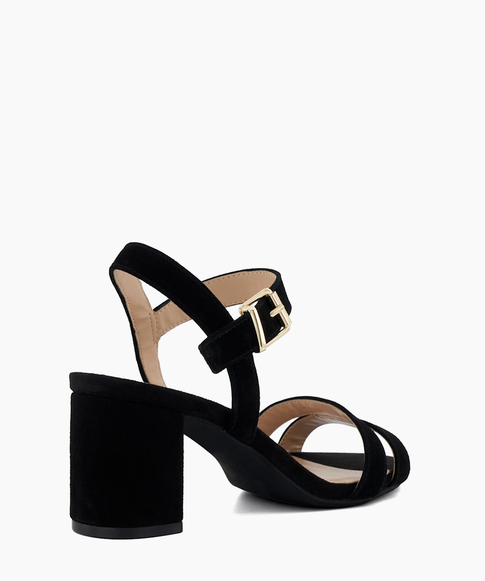 Black suede block heel sandals online