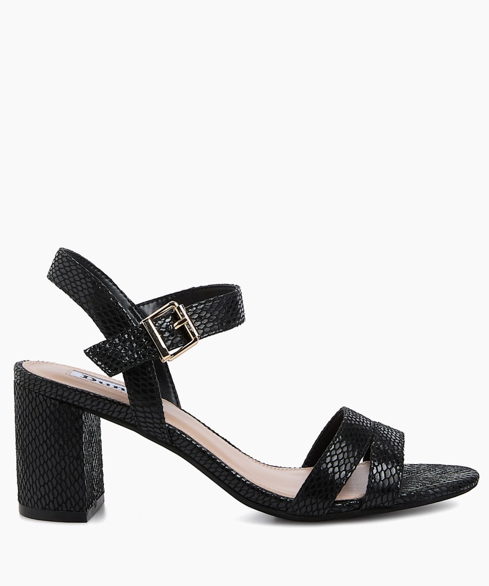 Merisa Black Block Heeled Sandals Dune London