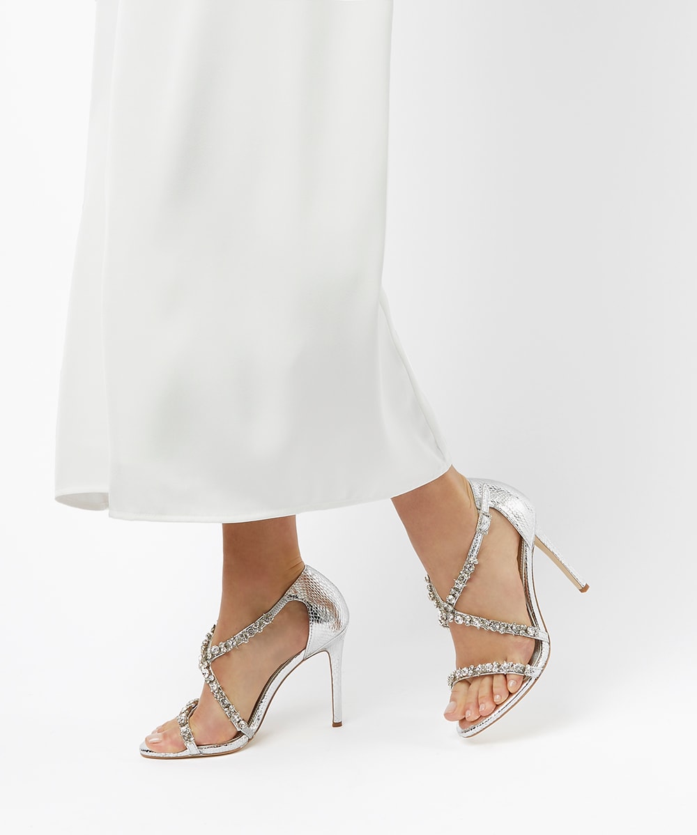 Plain silver heels sales