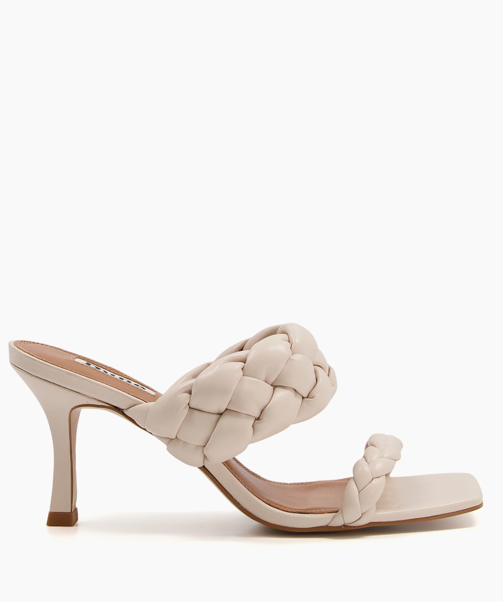 Message Ecru Plaited Strap Mules Dune London