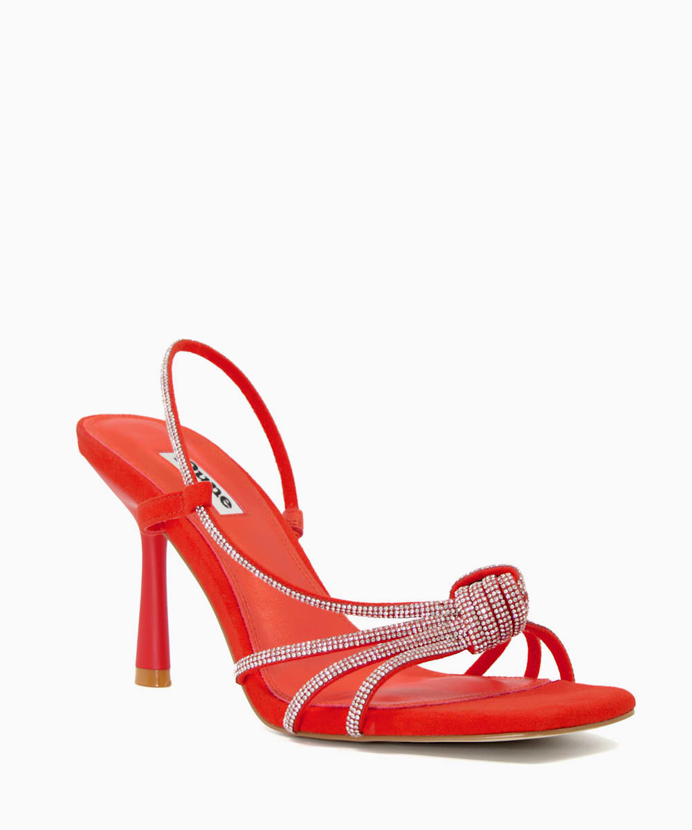 Meta Orange Diamante Strap Heeled Sandals Dune London