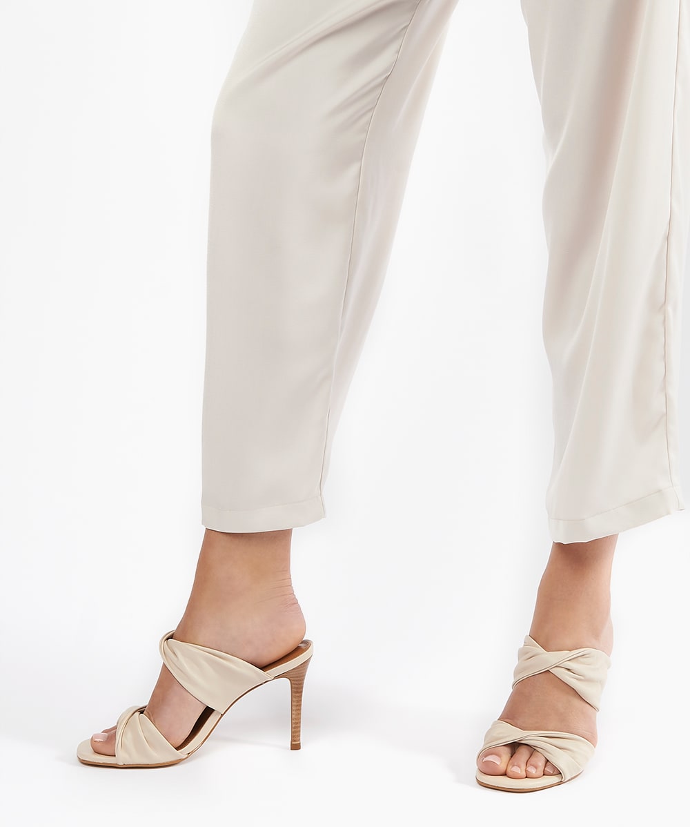 Nude mule heels top